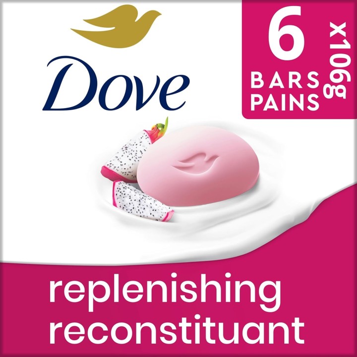 Dove Bar Soap for Deep Nourishment, Replenishing Dragon Fruit & Coconut Cream, for Calm, Replenished Skin 106 g 6 Count