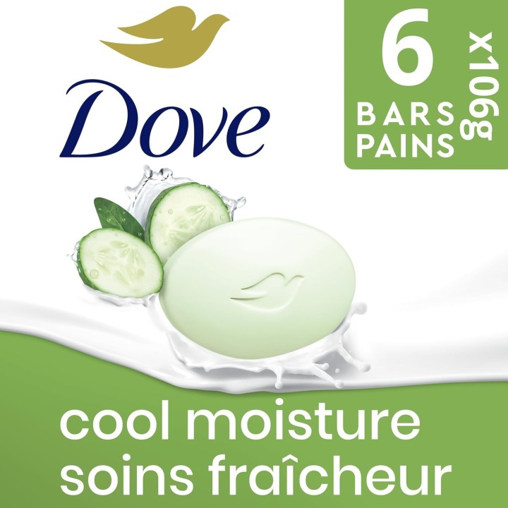 Dove Skin Care Beauty Bar For Softer Skin Cucumber and Green Tea More Moisturizing Than Bar Soap 106 g 6 count