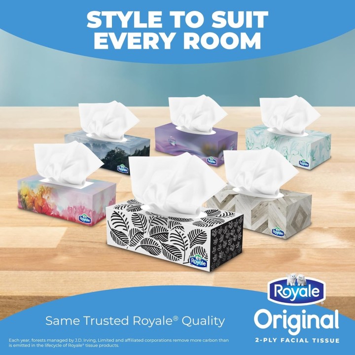 Royale Original 2 Ply Facial Tissue, 6 Tissue Boxes, 126 Tissues per Box