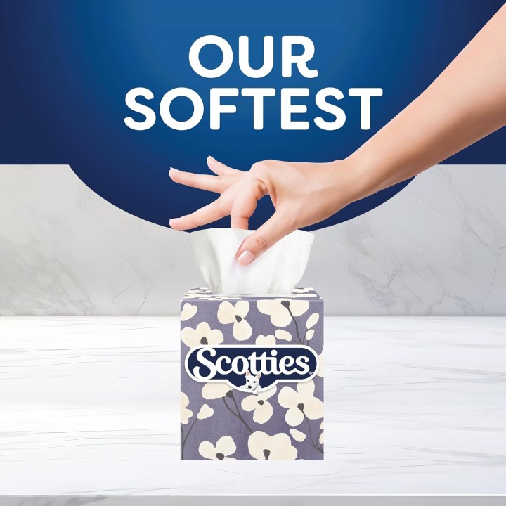 Scotties Ultra Soft Cubes - Premium 3-Ply Facial Tissue, Large Size, 4 Boxes, 52 Tissues Per Box