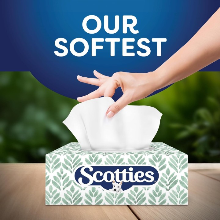 Scotties Ultra Soft with Lotion, 3-Ply Tissue Infused with Aloe & Vitamin E, 4 Boxes, 104 Tissues Per Box