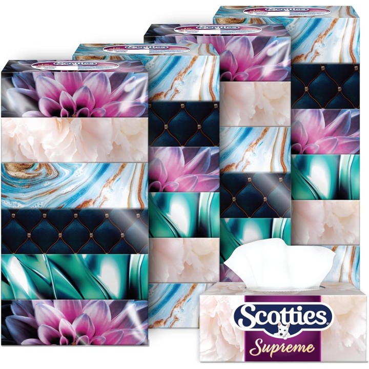 Scotties Supreme 3 Ply Soft & Strong Facial Tissue, 24 Boxes, 81 Tissues per Box