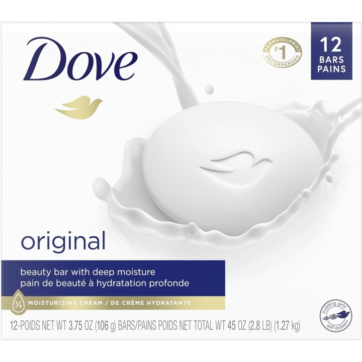 Dove Beauty Bar Gentle Skin Cleanser Moisturizing for Gentle Soft Skin, 106g, 12 count