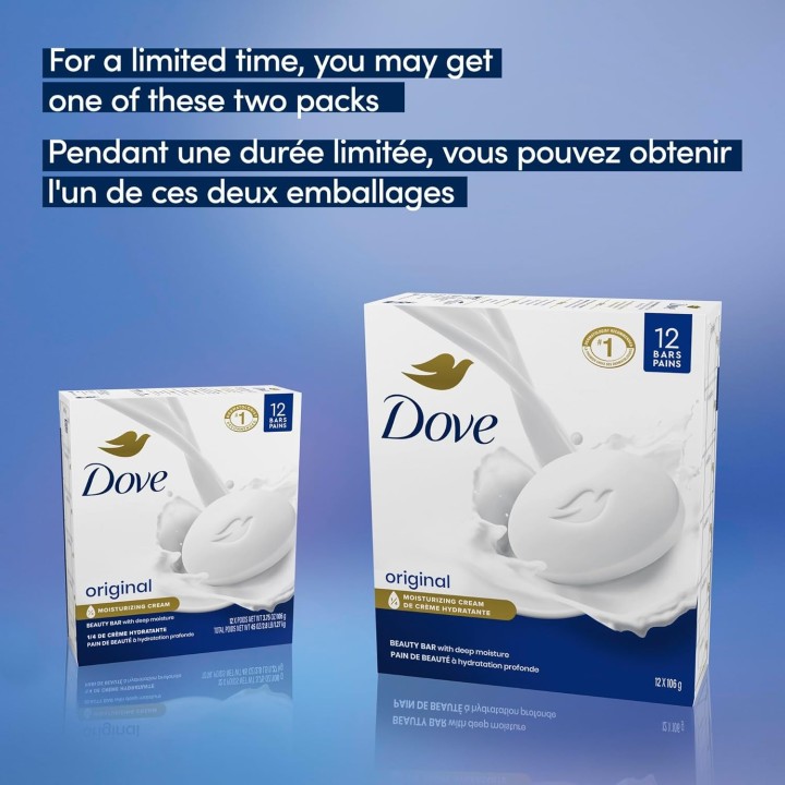 Dove Beauty Bar Gentle Skin Cleanser Moisturizing for Gentle Soft Skin, 106g, 12 count