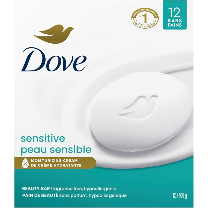 Dove Beauty Bar More Moisturizing Than Bar Soap for Softer Skin, 106 g 12 count