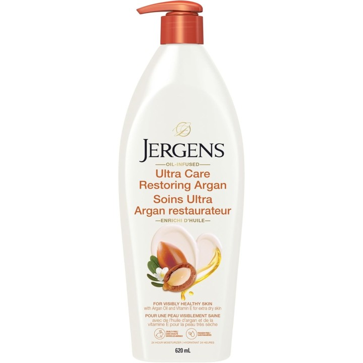 Jergens Ultra Care Restoring Argan Oil-Infused Moisturizer & Body Lotion for Extra-Dry Skin (620 mL)