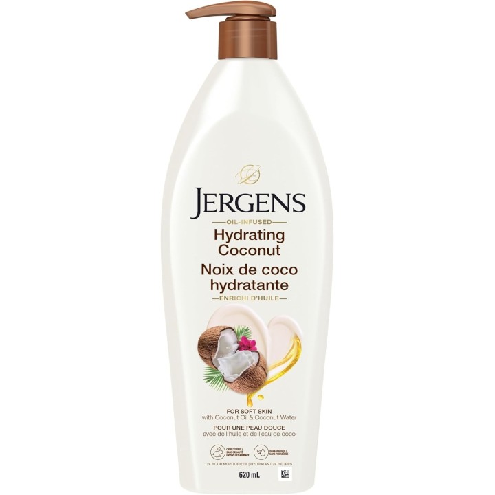 Jergens Hydrating Coconut Moisturizer & Body Lotion for Dry Skin (620 mL)