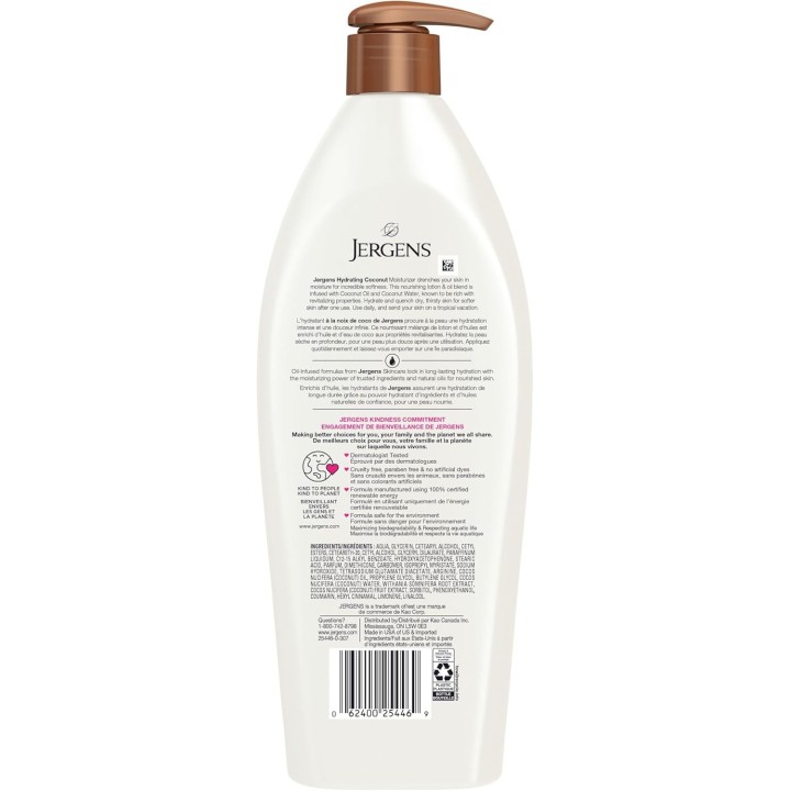 Jergens Hydrating Coconut Moisturizer & Body Lotion for Dry Skin (620 mL)