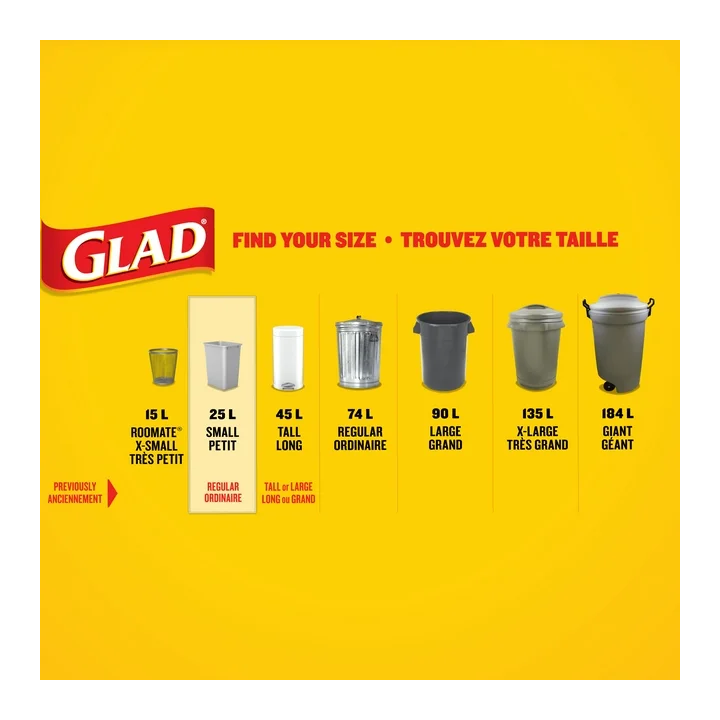 Glad White Garbage Bags - Small 25 Litres - ForceFlex Drawstring, Febreze Fresh Clean Scent, 36 Trash Bags